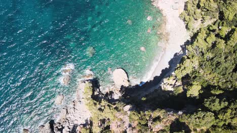 aerial overhead view of amalfi coast and sea near sorrento, italy