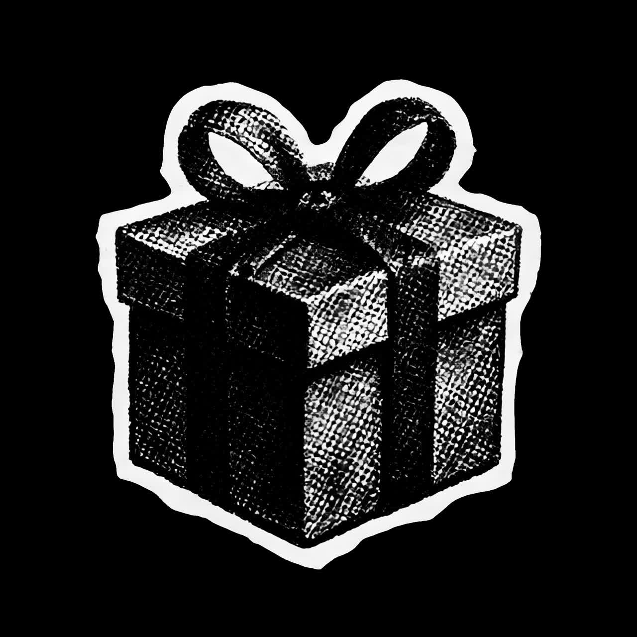 Vintage gift box illustration animation isolated asset, transparent 4K video, alpha channel, ProRes