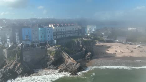 Perspectiva-Aérea-De-Tenby,-Gales