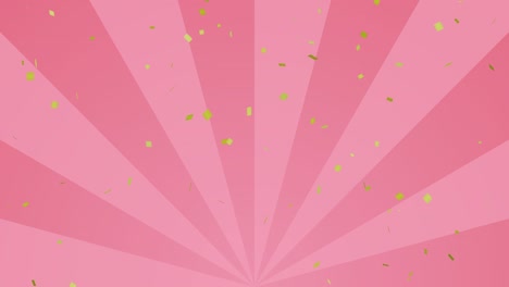 pink lower sunburst background and golden confetti (seamless loop)