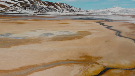 icelandic geothermal landscape in winter