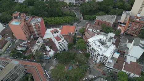 Aerial-View-Flying-Over-El-Penon-Park-at-Sunset