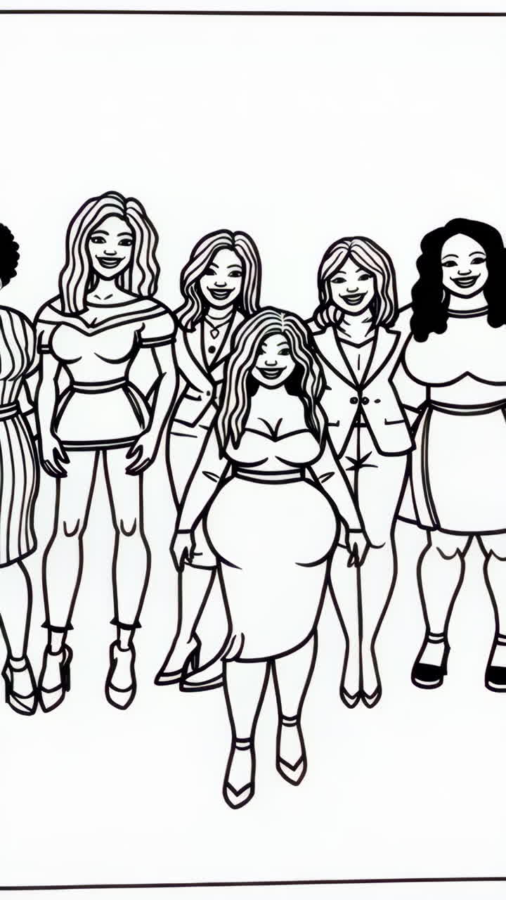Stylized Line Art Illustrations of Diverse Women