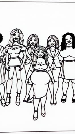 stylized line art illustrations of diverse women