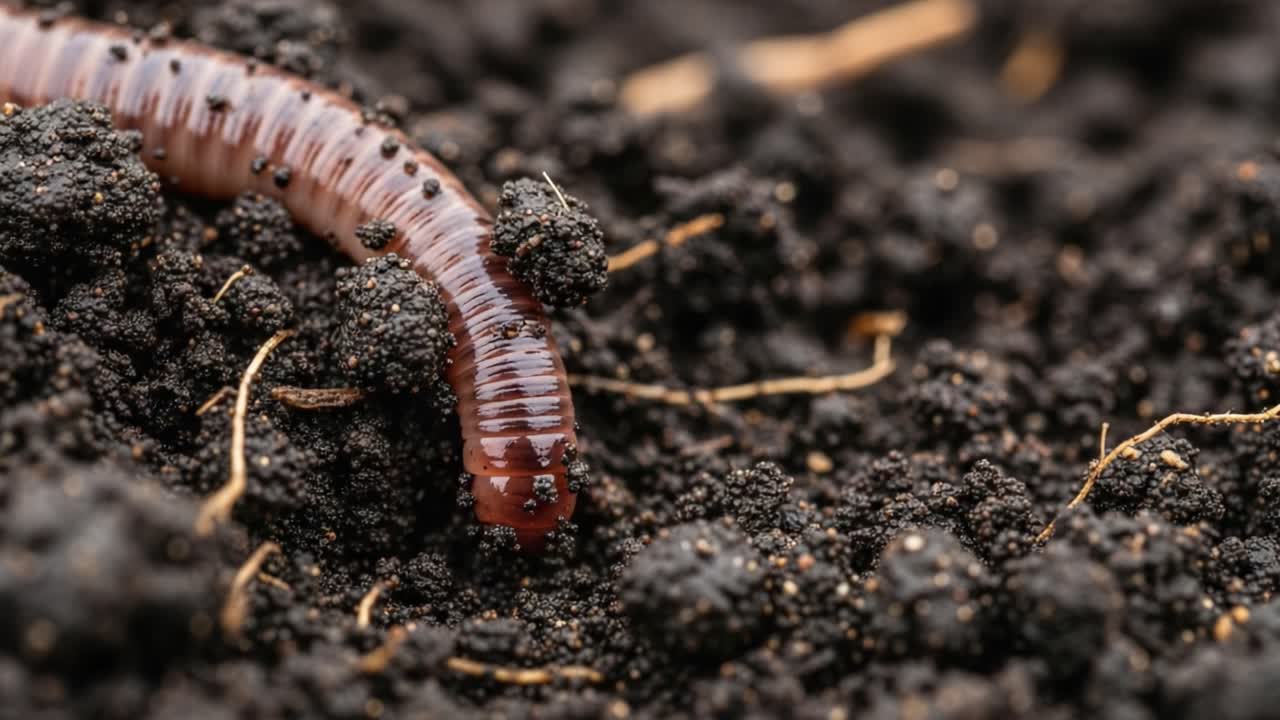 The Life Cycle of a Soil Dweller: Capturing the Movement of a Worm in Its Natural Habitat Among Rich Dark Soil