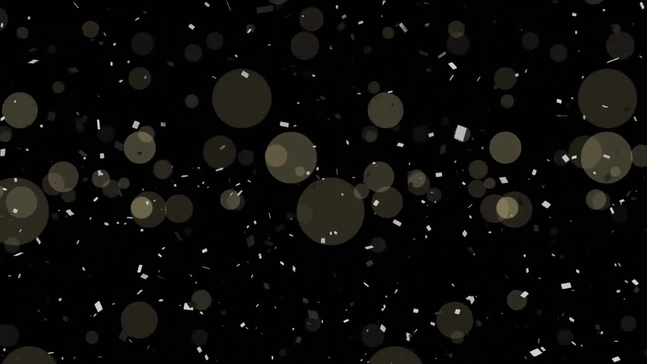 Animazione di punti luce e coriandoli su sfondo nero