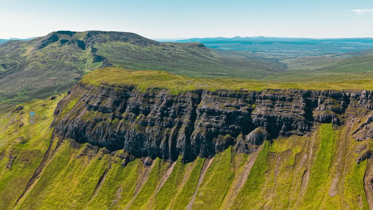 Aerial View of a Green Mountain Landscape