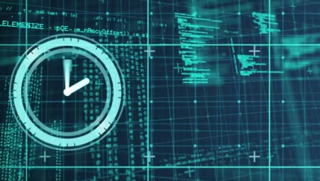 animación del procesamiento de datos sobre el reloj en la red