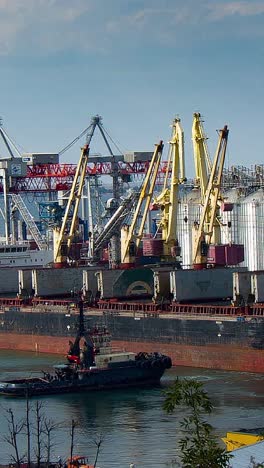 modern container ship on terminal