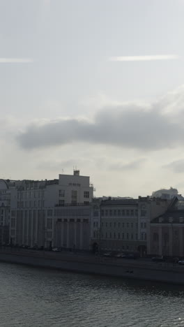 cityscape view of a european city with buildings along a river on a cloudy day