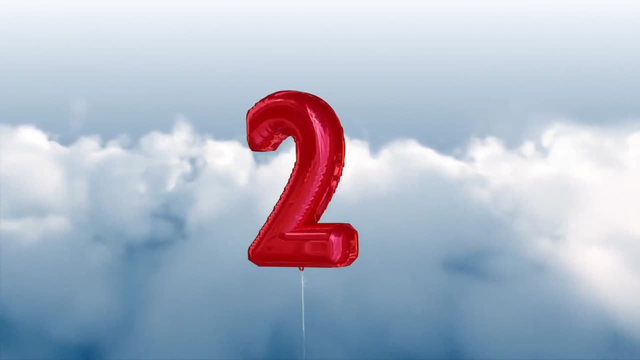 Number 2 inflatable against cloudy skies