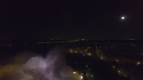 Fireworks-in-night-city-aerial