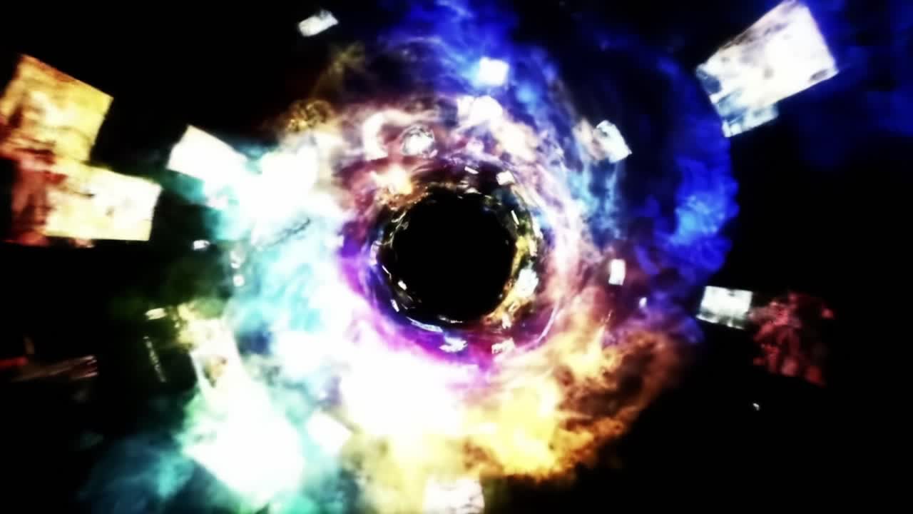 A Journey Through the Cosmic Vortex: Capturing the Beauty of a Colorful Black Hole Amidst a Swirl of Ethereal Light and Energy