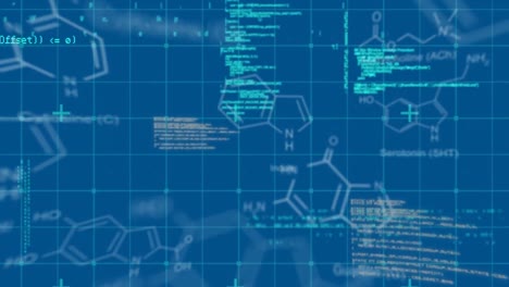 text and digital data are displayed on blue background