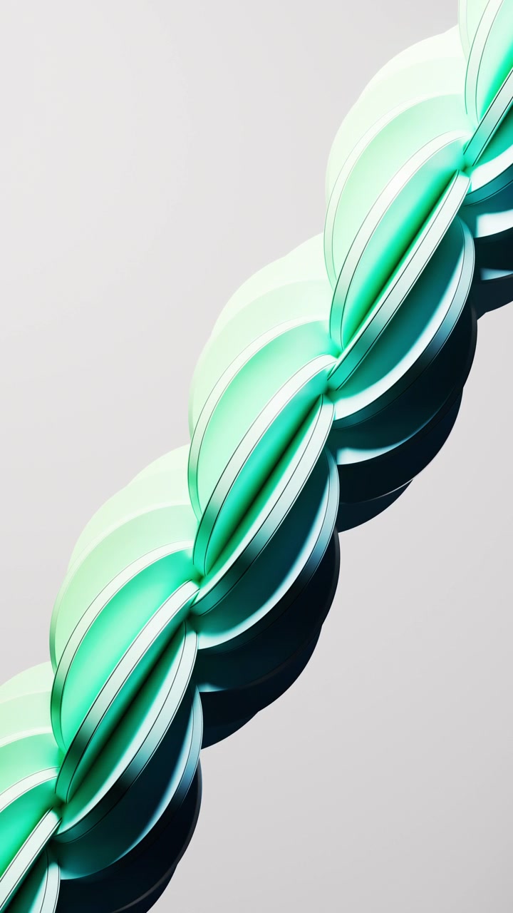 Linea di corda dritta con forme rotonde, rendering 3D