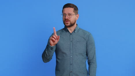 displeased upset man reacting to unpleasant awful idea dissatisfied shake head no dislike proposal