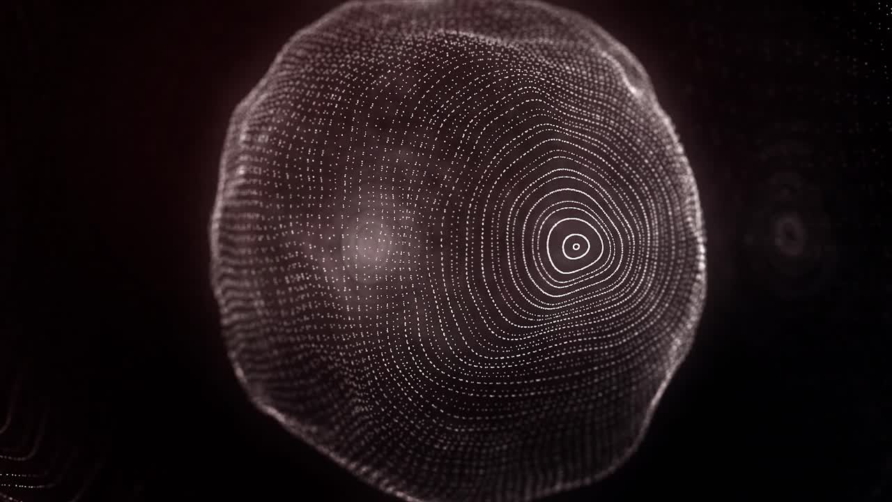 esfera 3d abstracta con líneas y puntos brillantes