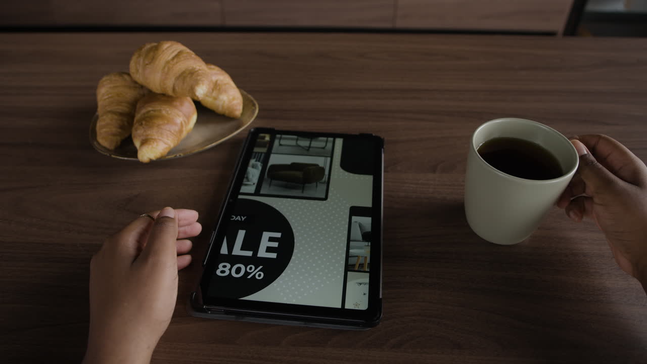 Online furniture sale on a tablet