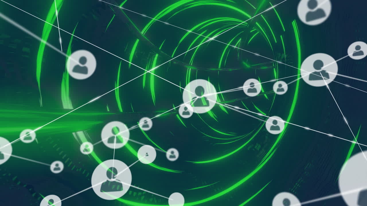 네온 녹색 둥근 터널에 대한 프로필 아이콘 네트워크의 애니메이션