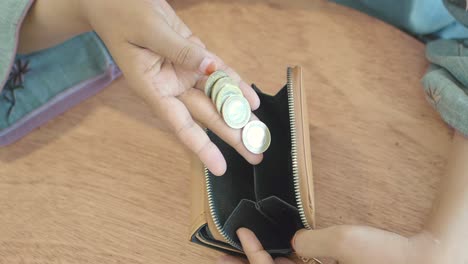 empty wallet with coins
