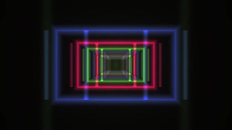 Tunnel Astratto di Rettangoli Luminosi al Neon