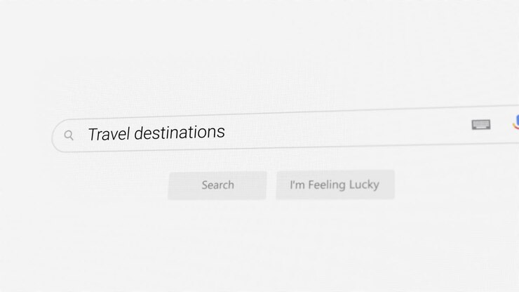 búsqueda de destinos de viaje en un navegador de internet