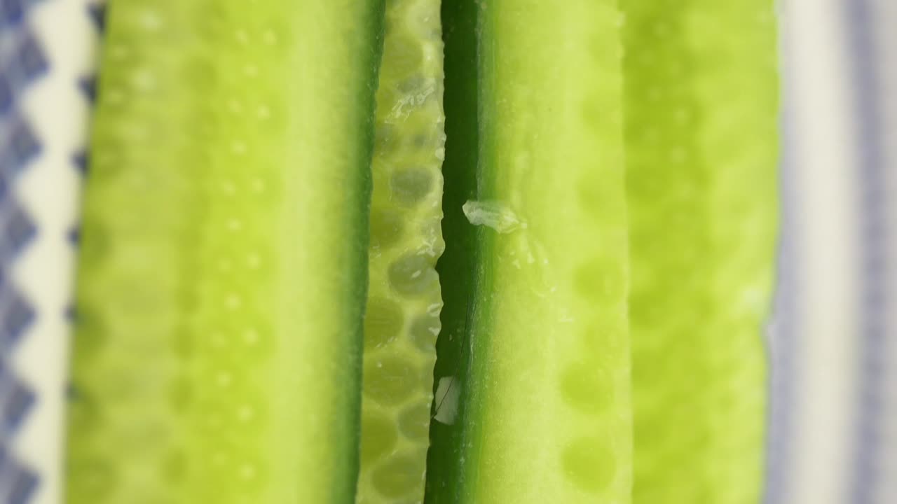 Close-up of sliced cucumbers