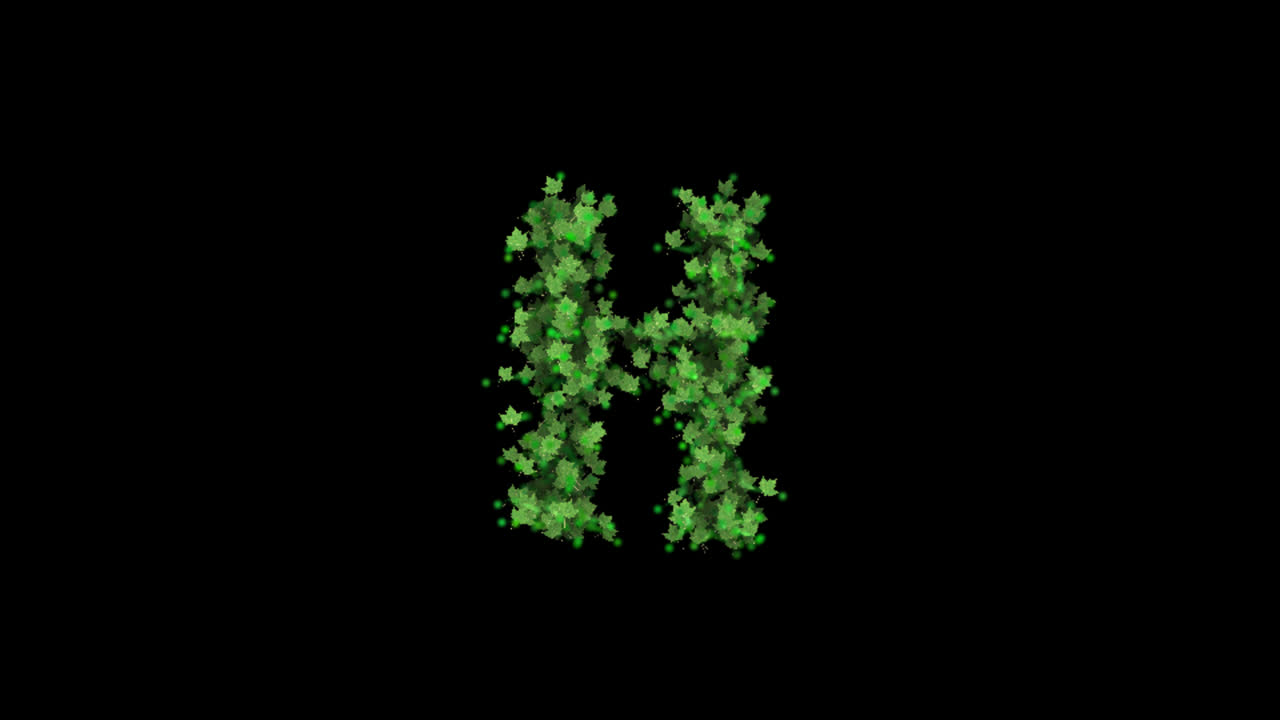 Green leaves forming letter H on transparent background