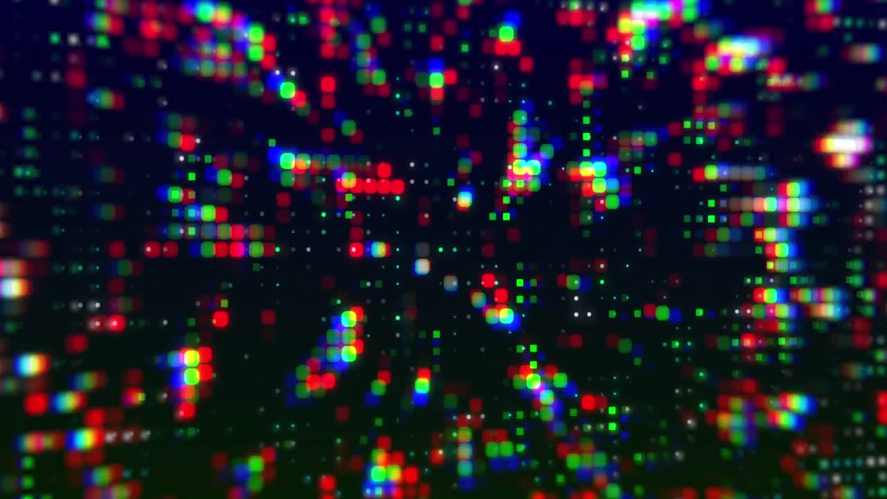 Animation of colorful dots blinking on black background