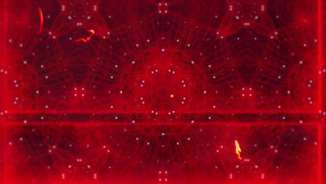 animation of multiple abstract shapes moving in hypnotic motion on red background