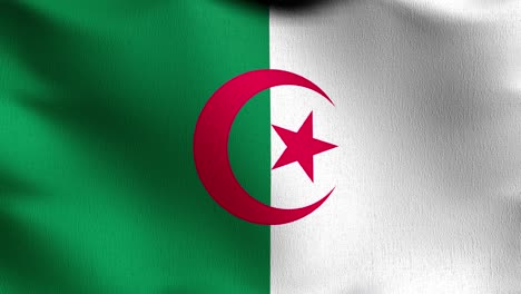 seamless loop 4k vdo. algeria national flag blowing in the wind isolated. official patriotic abstract design. 3d rendering illustration of waving sign symbol.