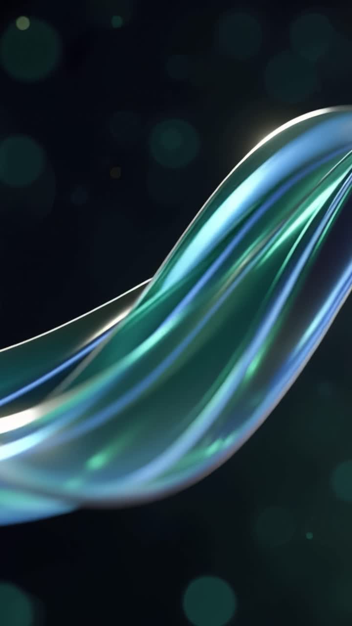A mesmerizing flow of vibrant blue and green waves gracefully intertwining against a dark background, creating an ethereal and dynamic visual experience