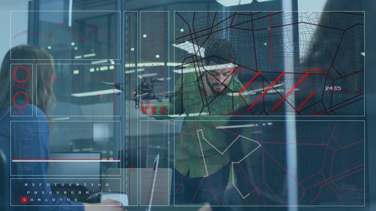 animación del procesamiento de datos sobre diversas personas de negocios en la oficina