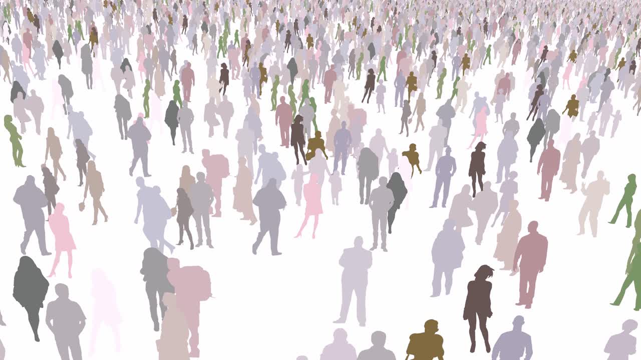 3d, caricatura, seres humanos, gente, enorme, multitud, estancia