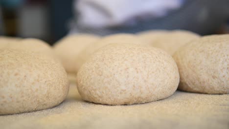 close-up of round dough balls for making bread