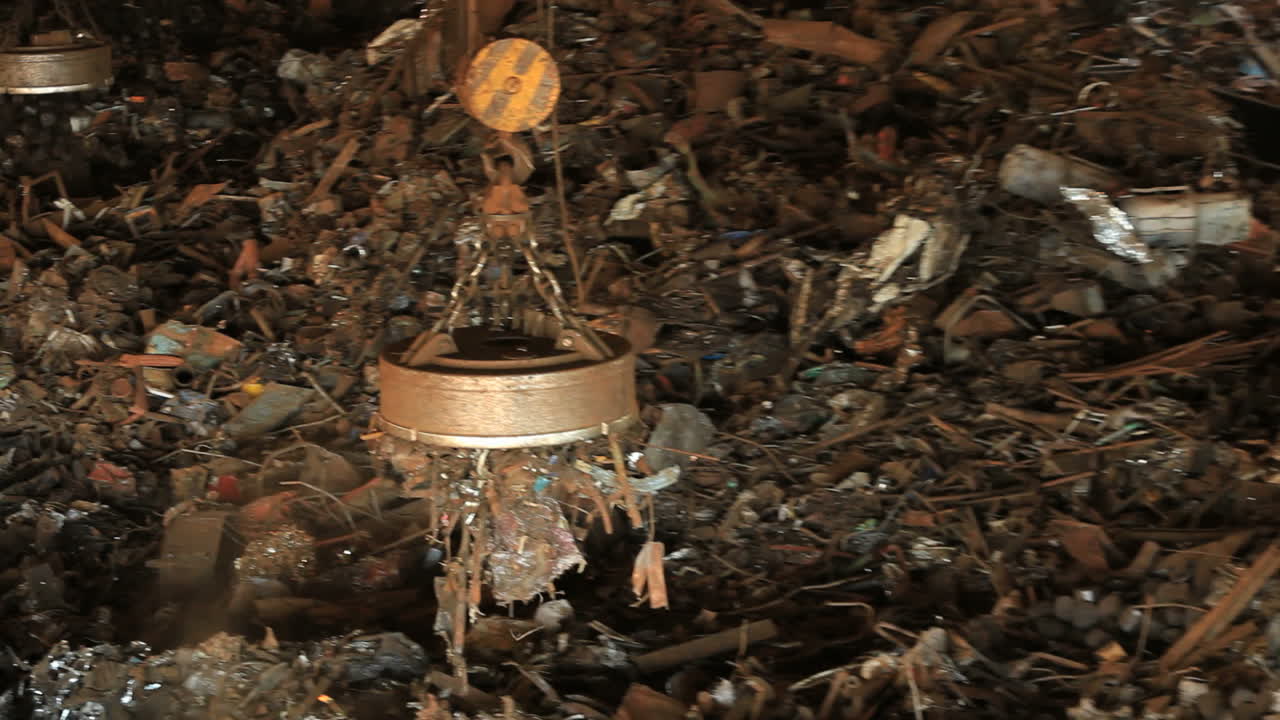 금속 폐기물 재활용. 자석 태블릿 운송 금속 폐기물