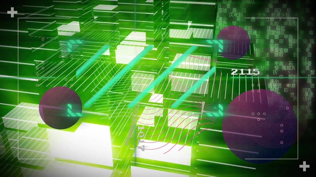 Vertical video: Neon grid on data input updating HUD numbers, shifting rods and mesh for analytics