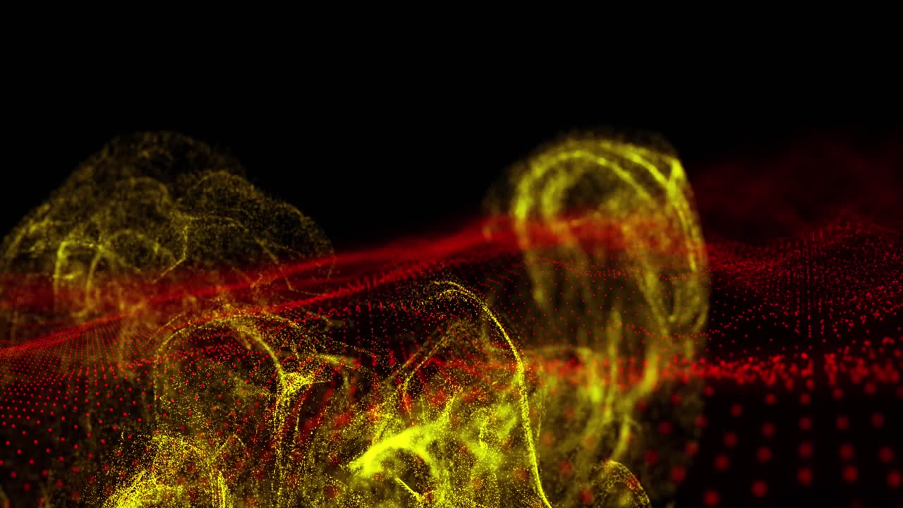 검은 바탕 위에서 움직이는 반 ⁇ 이는 불빛과 파도의 애니메이션