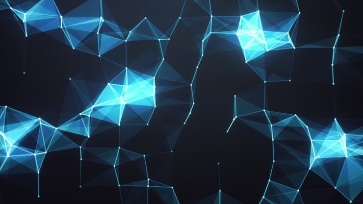 Animazione poligonale futuristica su sfondo scuro - Looping continuo