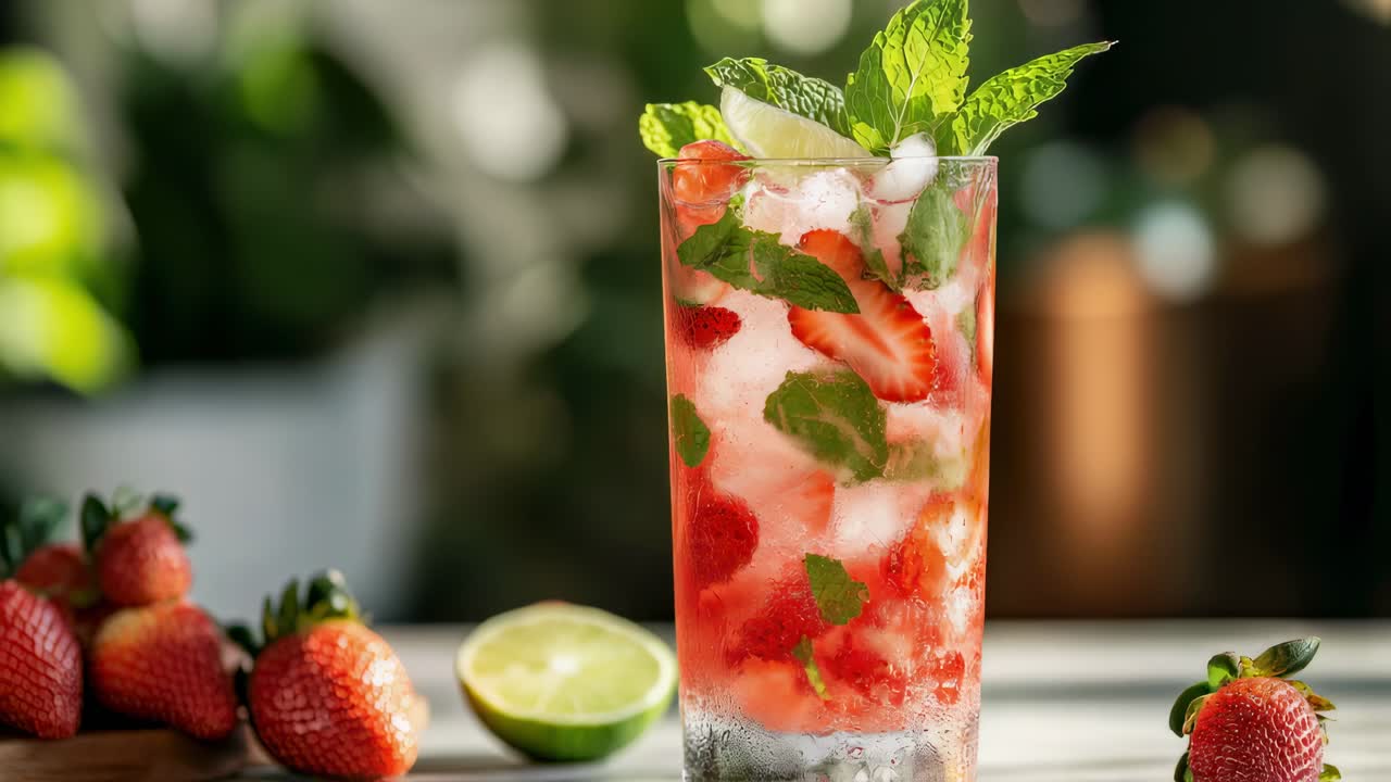 Cóctel de mojito de fresa