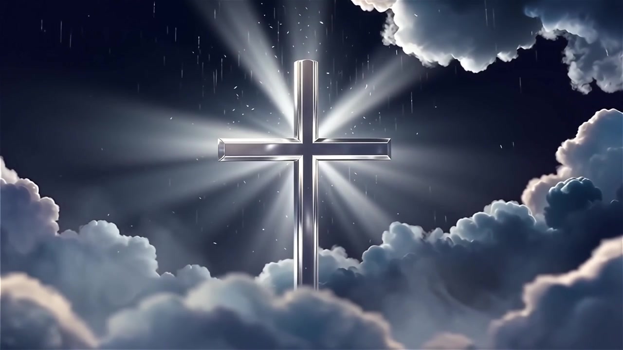 Christian Cross Heavenly Light Worship Background