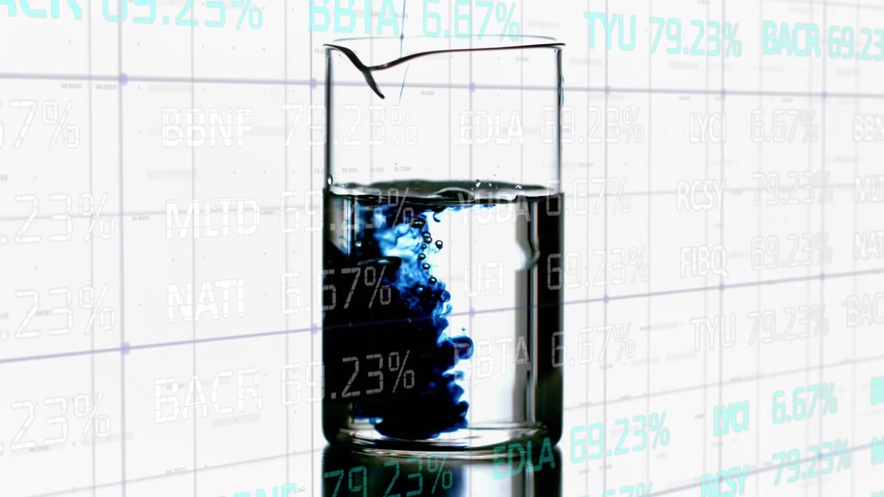 Animazione di elaborazione dati su becher