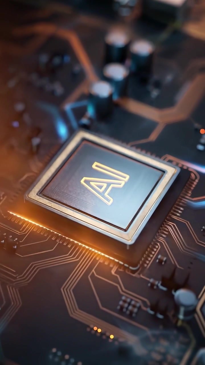 Artificial Intelligence Microchip on a Circuit Board