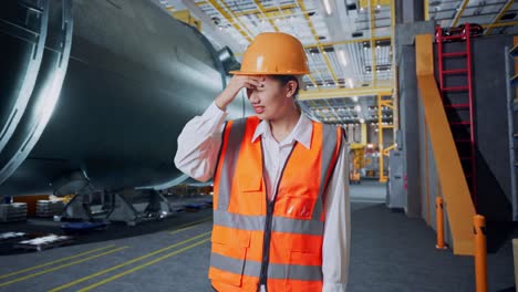 trabajador de fábrica estresado