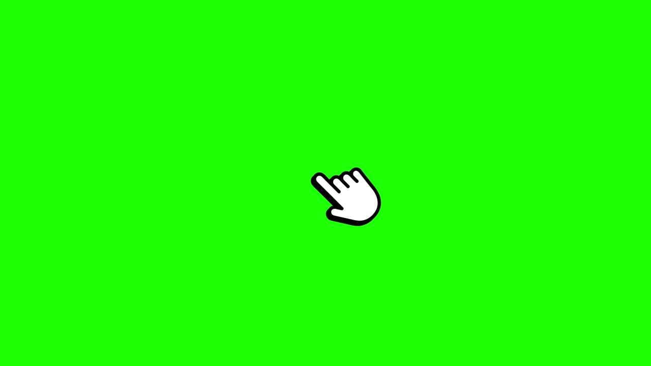 Animated Hand Cursor Clicking on Green Screen Background