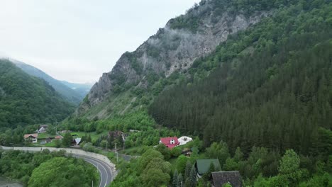 Mountainside-Village-And-Road-In-Lepsa,-Vrancea-County,-Romania