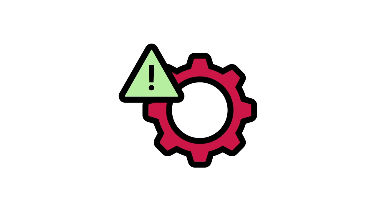 Animated Warning Gear Icon with Exclamation Mark