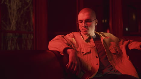 stylish man in red light