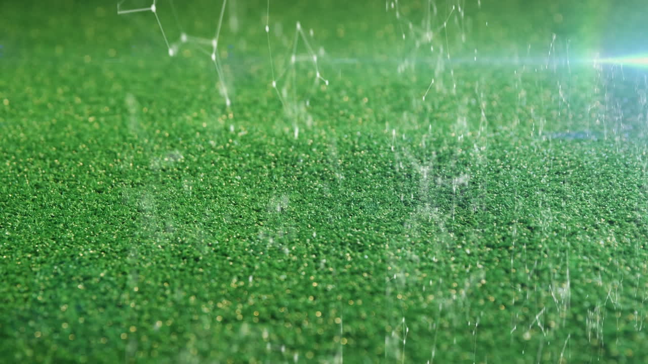 테니스 공 위에 아이콘으로 연결된 네트워크의 애니메이션