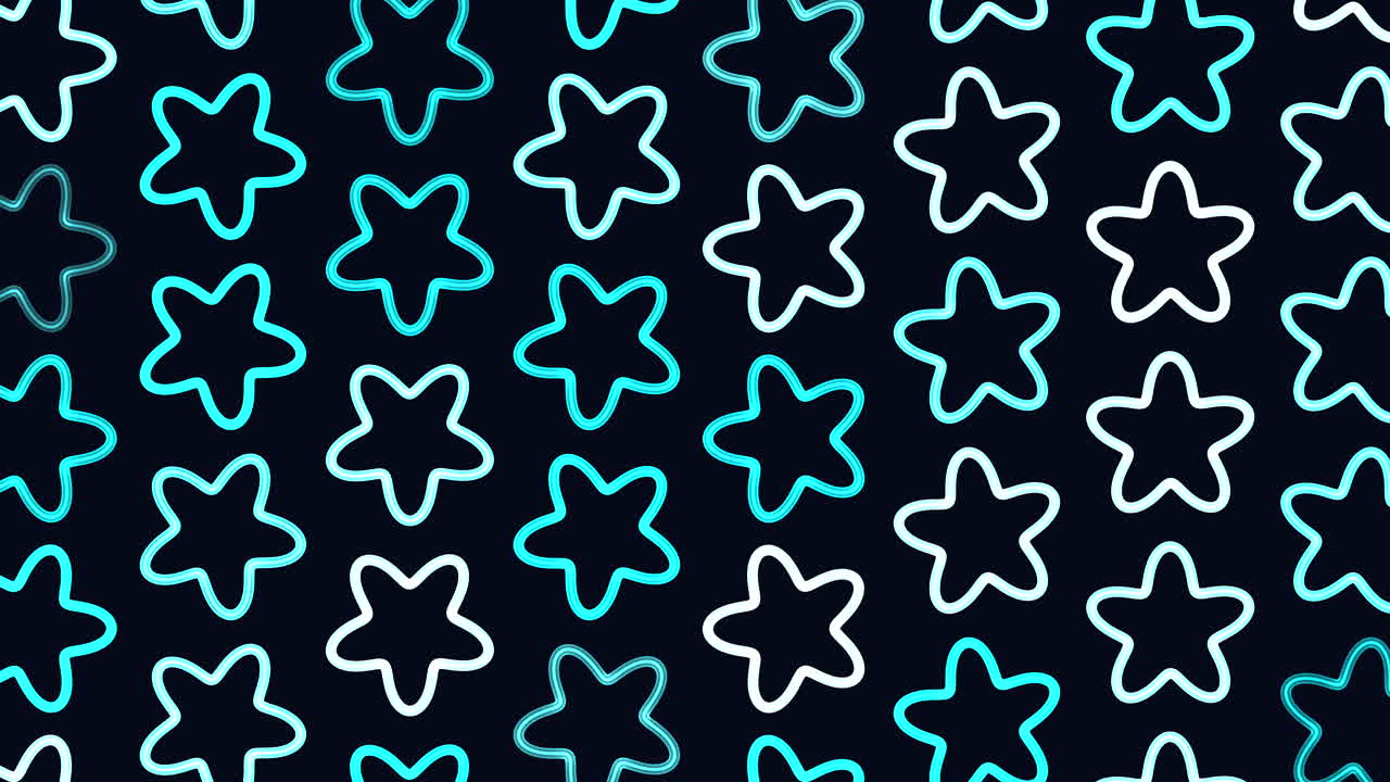 patrón de estrellas de colores planos en filas sobre degradado negro